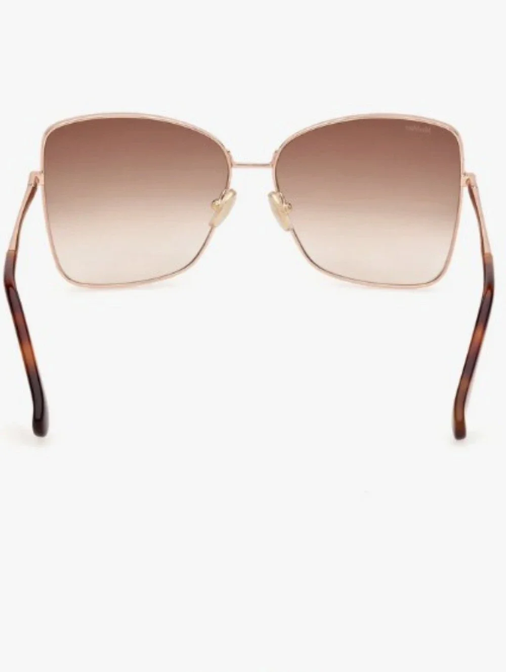 MaxMara MM 0097 Gold-Tone Frame Sunglasses with Brown Gradient Lenses Sunnies